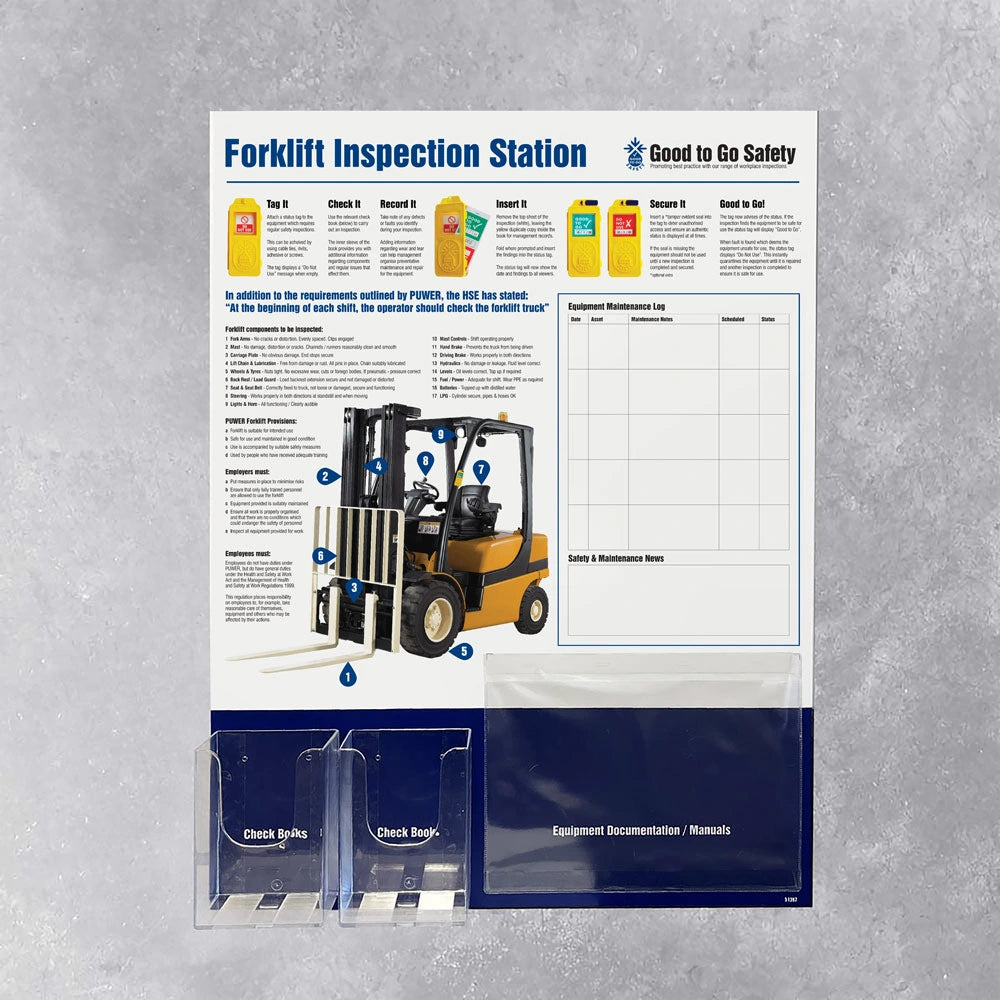 51397 GTG Forklift Inspection Station 2: dispensers, 1 pocket, wipe-clean log (10mm foamex, 600x800mm) Miscellaneous