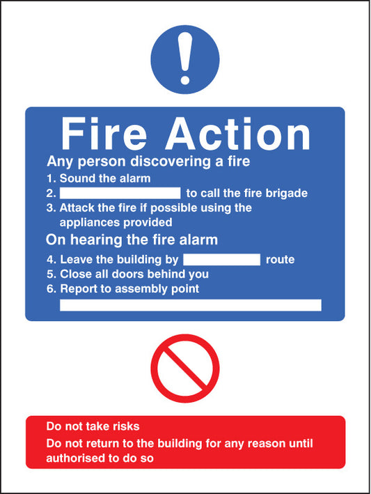 General fire action no lift adapt-a-sign 215x310mm