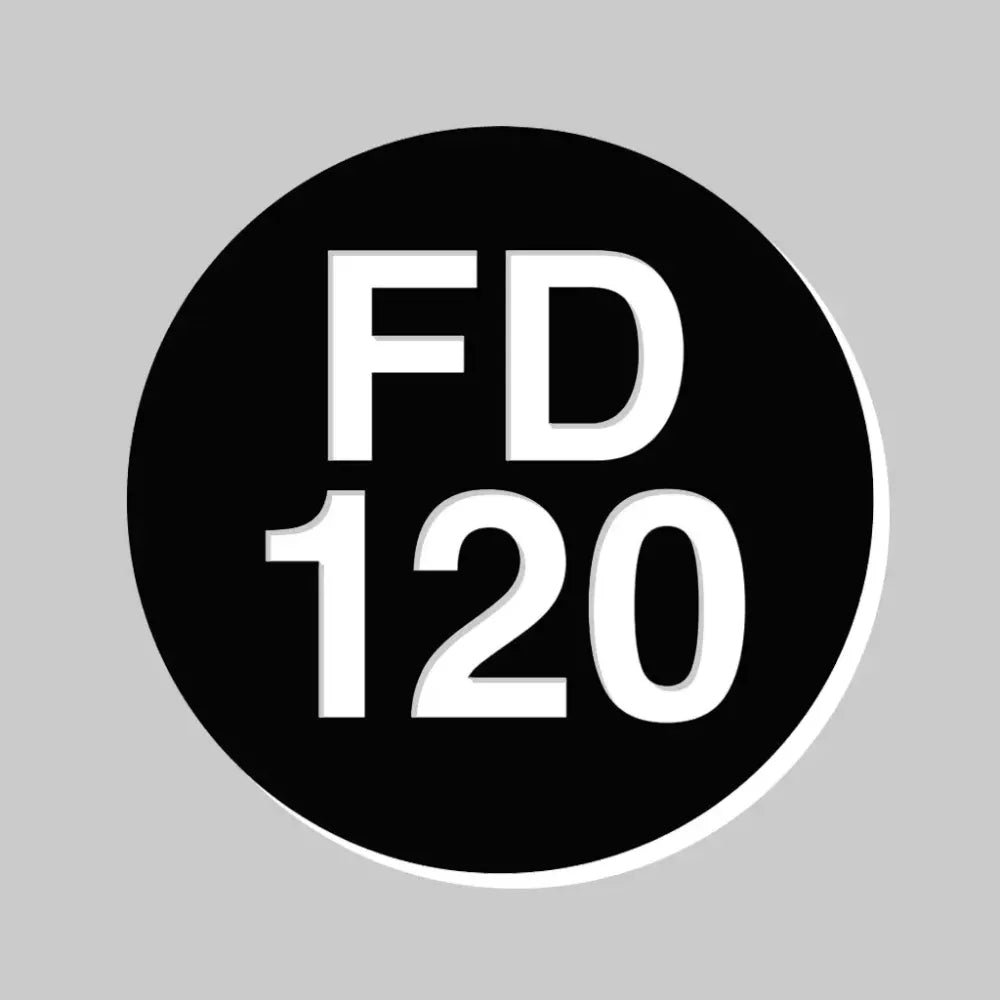 51492 38mm Dia Engraved FD120 Fire door disc (White text on black) - Adhesive Backed (Pack of 50) Miscellaneous