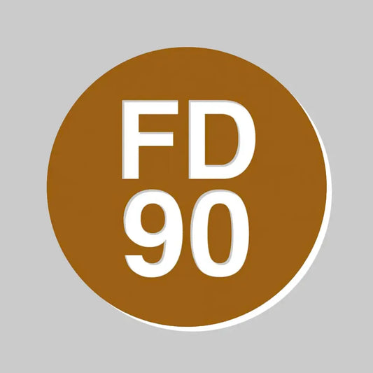 51495 38mm Dia Engraved FD90 Fire door disc (White text on brown) - Adhesive Backed (Pack of 50) Miscellaneous