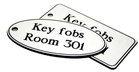 51528 78x150mm Key fob oval - White text on green  (78x150mm) Safety Sign