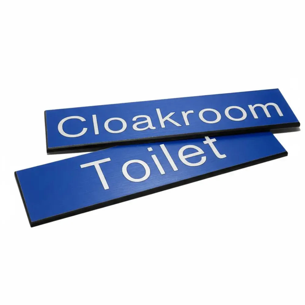 Engraved Sign with adhesive backing - 100x75mm White text on blue