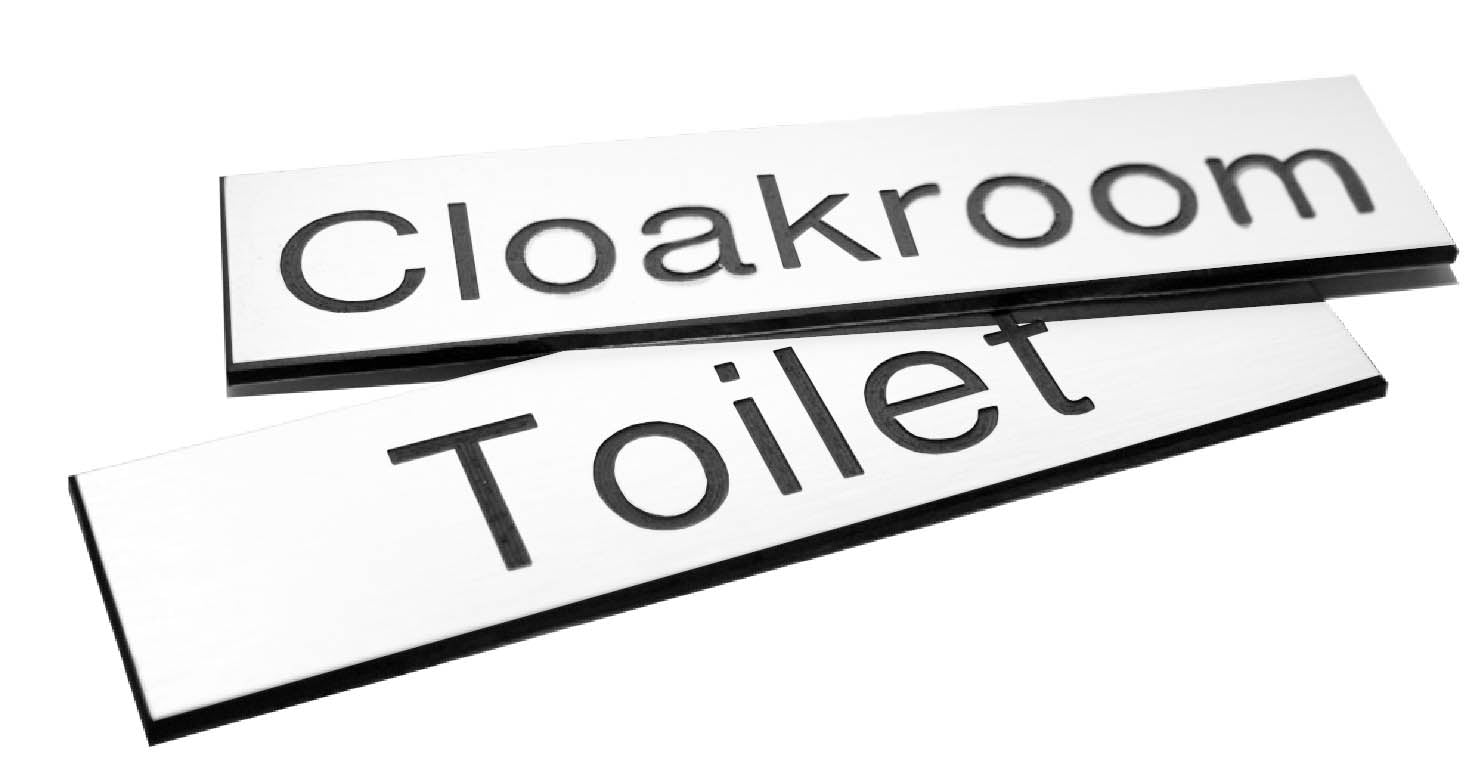 Engraved Sign with adhesive backing - 300x100mm Black text on white
