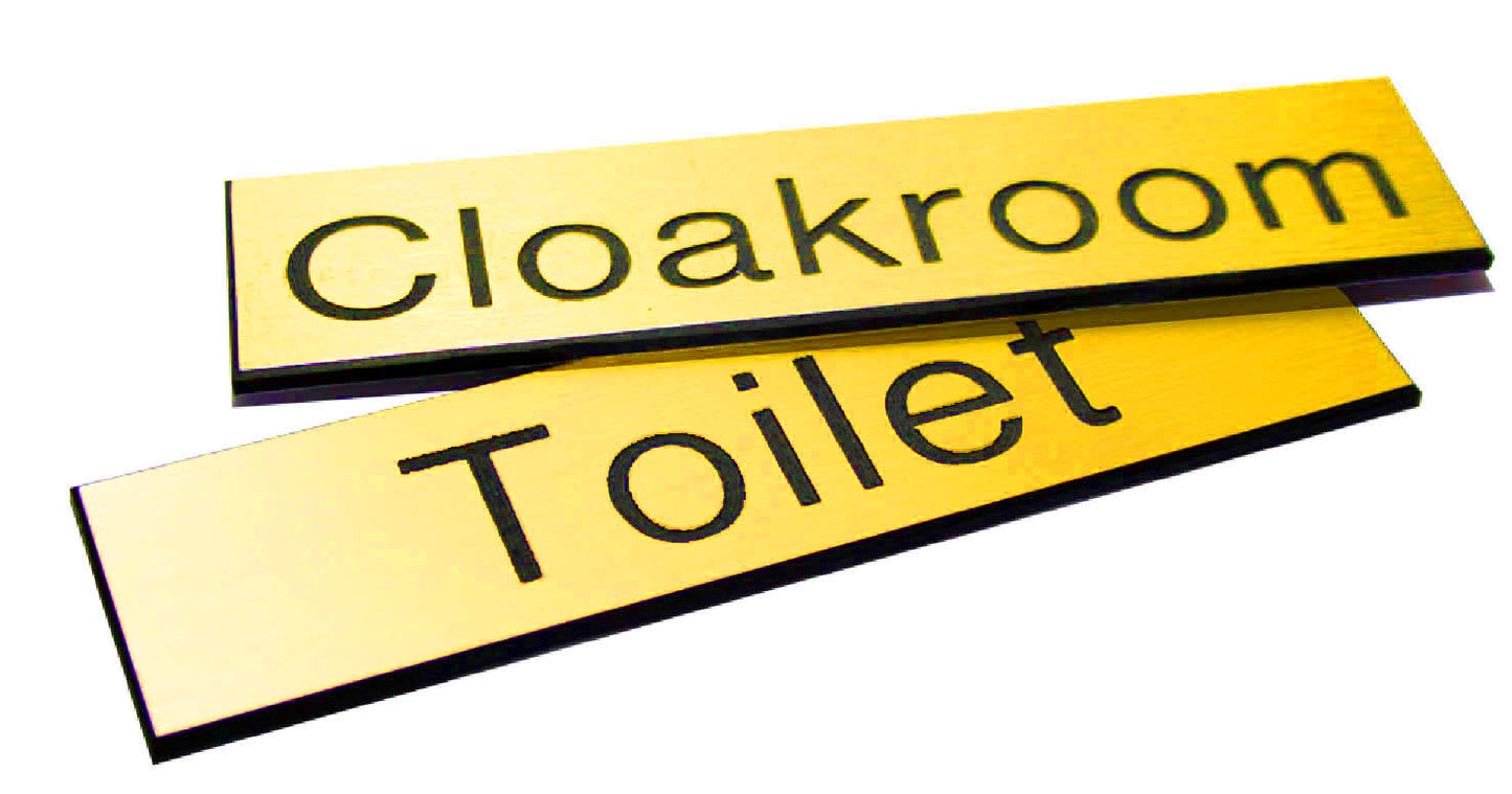 Engraved Sign with adhesive backing - 300x100mm Black text on yellow