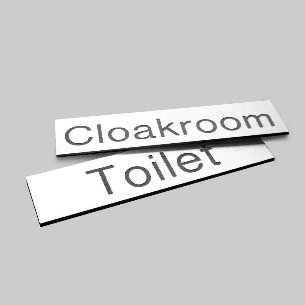 Engraved Sign with adhesive backing - 35x70mm White text on red