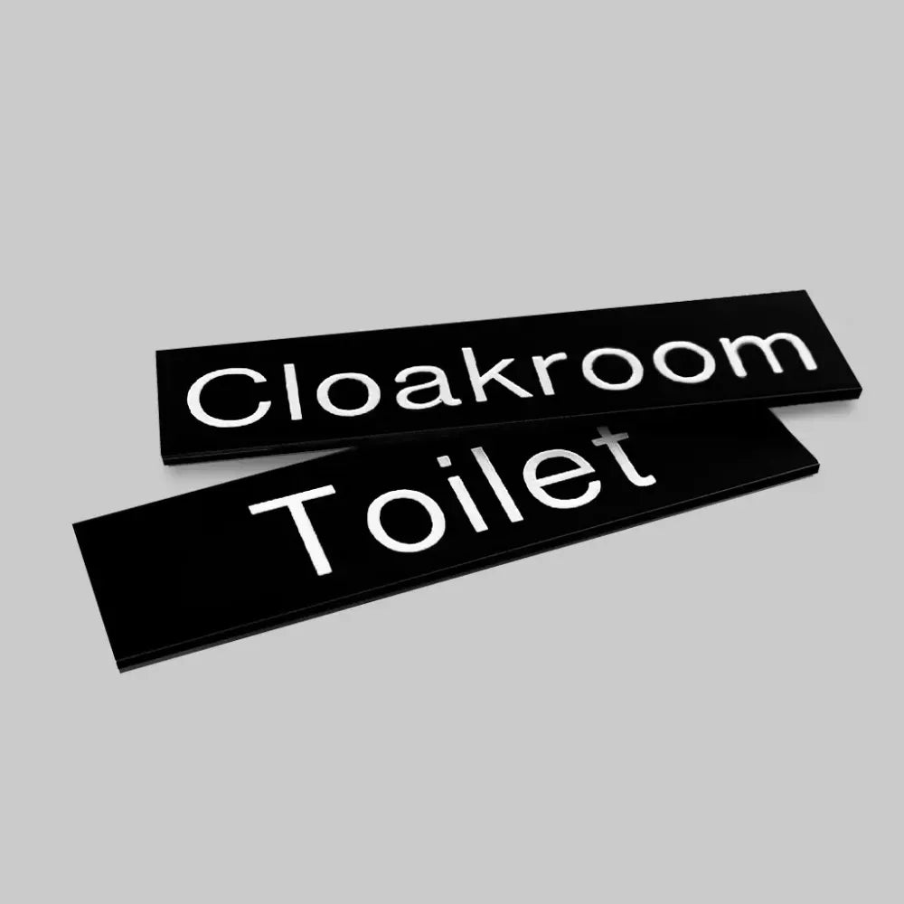 Engraved Sign with adhesive backing - 35x70mm White text on black