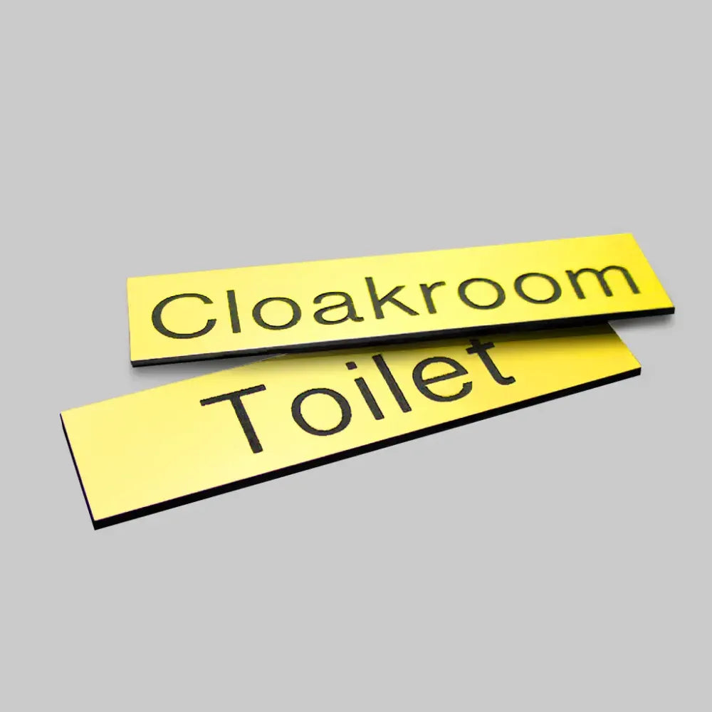 Engraved Sign with adhesive backing - 35x70mm Black text on yellow