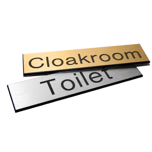 Engraved Sign with adhesive backing - 100x75mm Black text on aluminium effect
