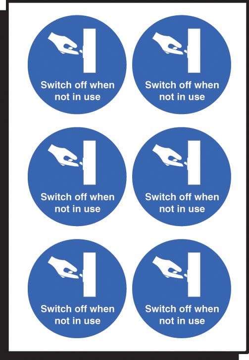 51653 Switch off when not in use 65mm dia - sheet of 6  (65mm dia) Safety Sign