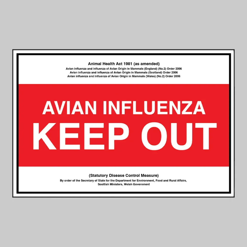 51777 Avian influenza Keep out Statutory Disease Control Measures (600x400mm fluted polypropylene 4mm) Miscellaneous - Fluted Polypropylene