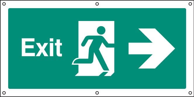 52012 Exit right banner c/w eyelets  (1270x610mm) Safety Sign