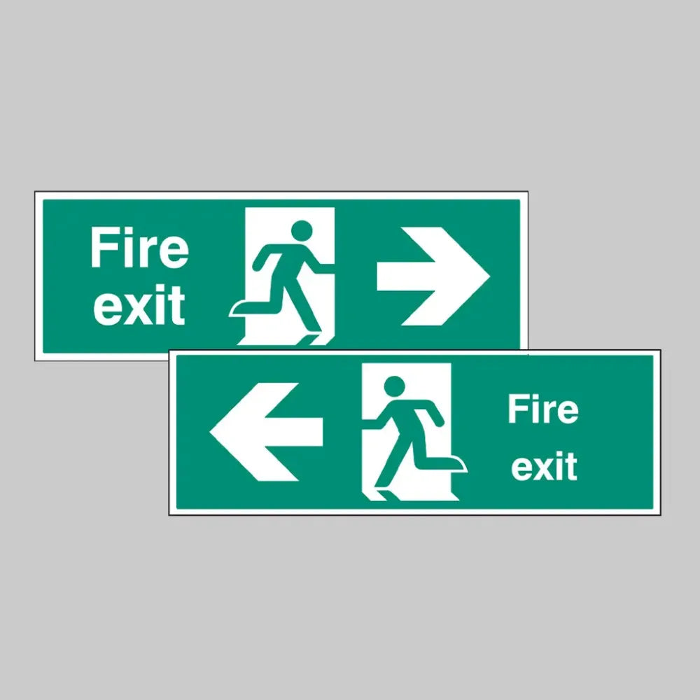 Fire exit double sided with arrow 1200x400mm 5mm rigid plastic