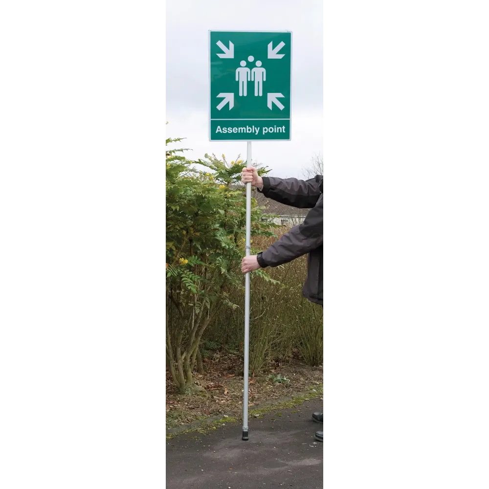 Mobile assembly point aluminium on collapsible 2.4m pole 450x600mm