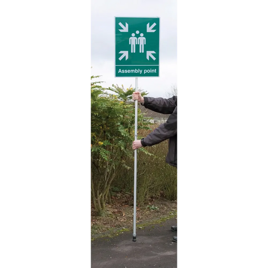 Mobile assembly point aluminium on collapsible 2.4m pole 450x600mm