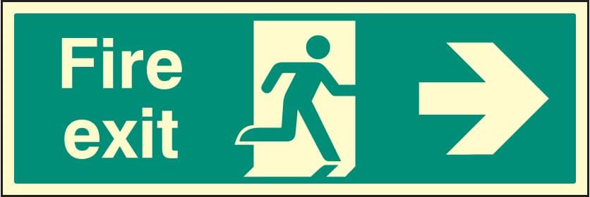 52126 Fire exit right single sided 900x300mm photoluminescent  (900x300mm) Safety Sign