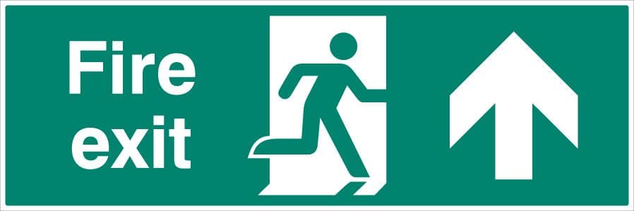 52160 Fire exit double sided with arrow up 1200x400mm 5mm rigid  (1200x400mm) Safety Sign