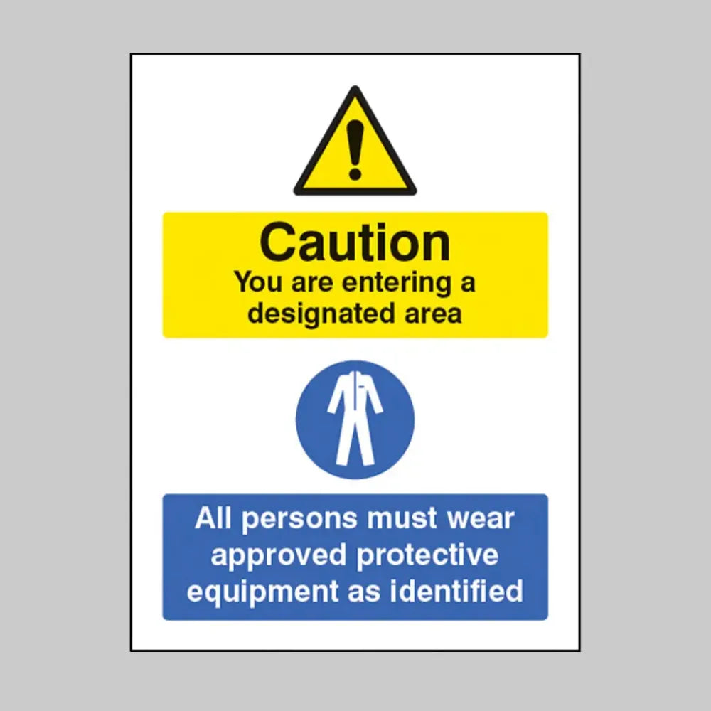Designated area all persons must wear approved PPE
