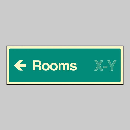 52193 Rooms X-Y arrow left (Specify the number range: eg 1-20) 450x150mm photoluminescent rigid Miscellaneous - Photoluminescent Rigid