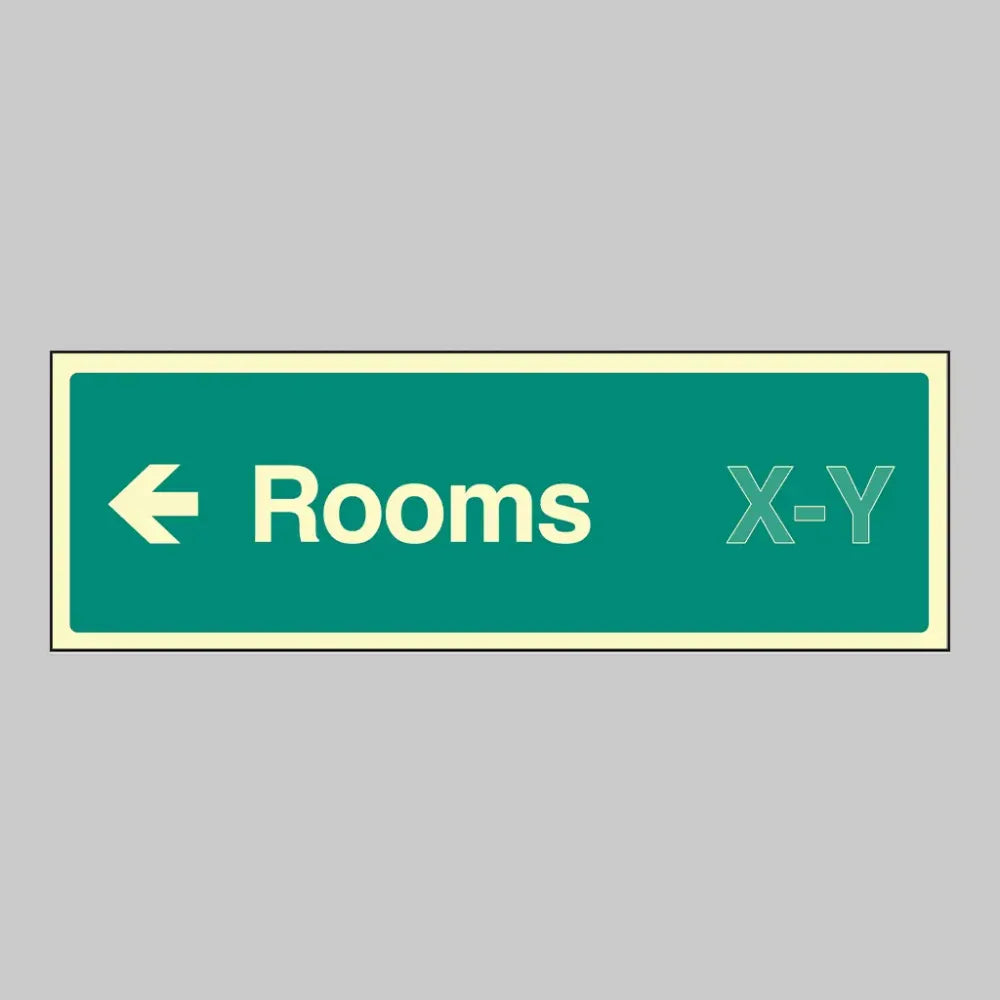 52194 Rooms X-Y arrow left (Specify the number range: eg 1-20) 450x150mm photoluminescent SAV Miscellaneous - Photoluminescent S/A Vinyl