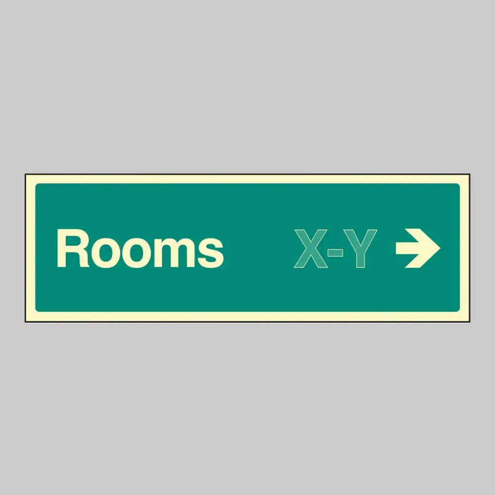 52196 Rooms X-Y arrow right (Specify the number range: eg 1-20) 450x150mm photoluminescent SAV Miscellaneous - Photoluminescent S/A Vinyl
