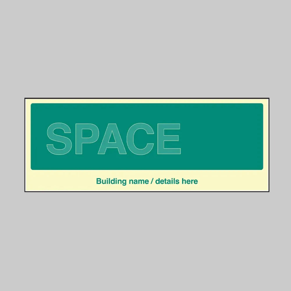 52205 Custom Multi-Message Wayfinding Sign: One message 450x180mm photoluminescent rigid Miscellaneous - Photoluminescent Rigid