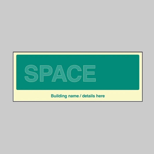 52205 Custom Multi-Message Wayfinding Sign: One message 450x180mm photoluminescent rigid Miscellaneous - Photoluminescent Rigid