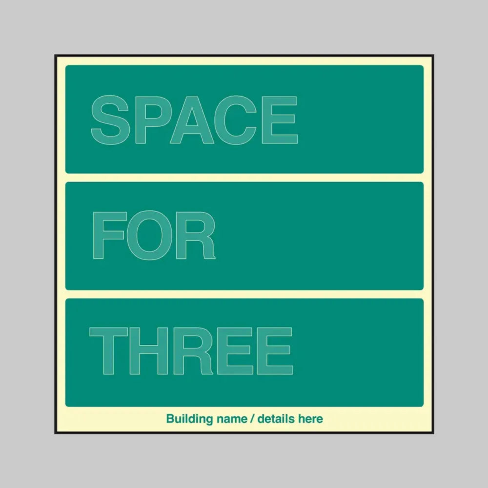 52209 Custom Multi-Message Wayfinding Sign: Three messages 450x450mm photoluminescent rigid Miscellaneous - Photoluminescent Rigid