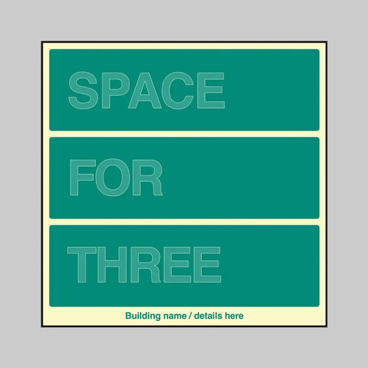 52209 Custom Multi-Message Wayfinding Sign: Three messages 450x450mm photoluminescent rigid Miscellaneous - Photoluminescent Rigid