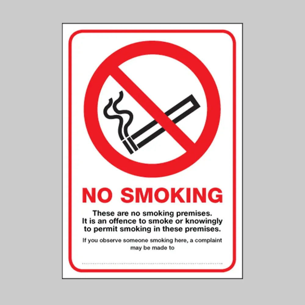 These are no smoking premises A4 rigid plastic