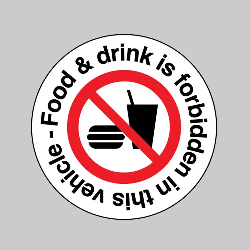 53092 Food & drink is forbidden in this vehicle 65mm dia sheet of 6 peel 'n' stick labels Miscellaneous