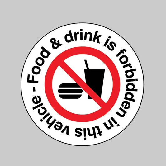 53092 Food & drink is forbidden in this vehicle 65mm dia sheet of 6 peel 'n' stick labels Miscellaneous