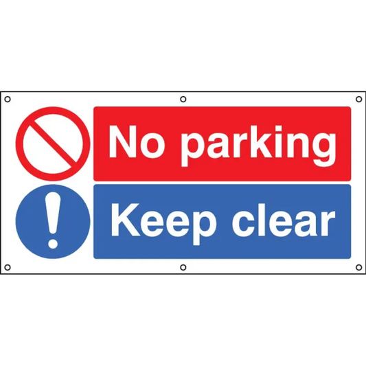 No parking keep clear banner c/w eyelets 1270x610mm