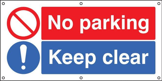 53221 No parking Keep clear banner c/w eyelets  (1270x610mm) Safety Sign