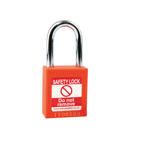 Safety Lockout Padlock, Keyed Different, Orange