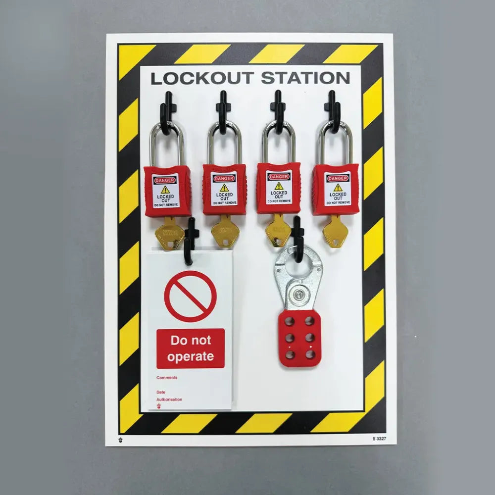 Lockout Station, 4 Lock Capacity, Includes Contents (4xpadlocks, pk of 10 tags, 1x25mm hasp)