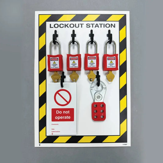 Lockout Station, 4 Lock Capacity, Includes Contents (4xpadlocks, pk of 10 tags, 1x25mm hasp)