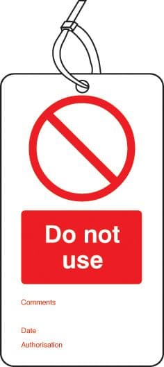 53434 Do not use double sided safety tags (pack of 10)  (80x150mm) Safety Sign