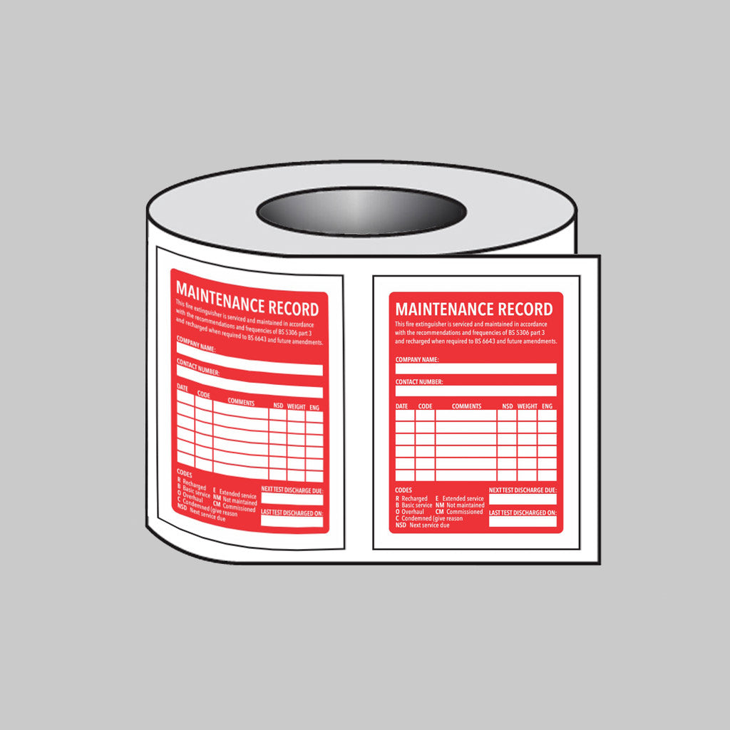 53500 Fire Extinguisher Maintenance Label 100x75mm Roll of 100 Miscellaneous - SAV