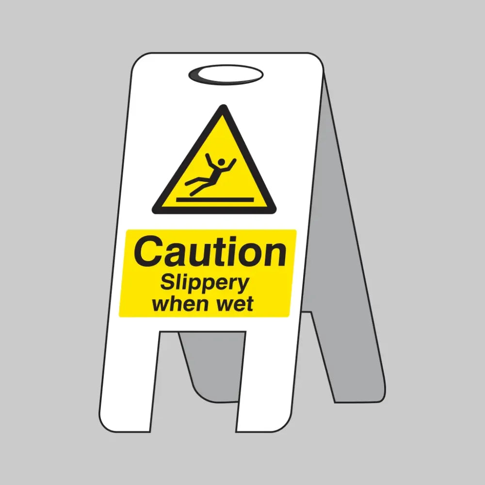 53528 Caution Slippery when wet (self standing folding sign) Miscellaneous - Free Standing Sign (290x580mm)