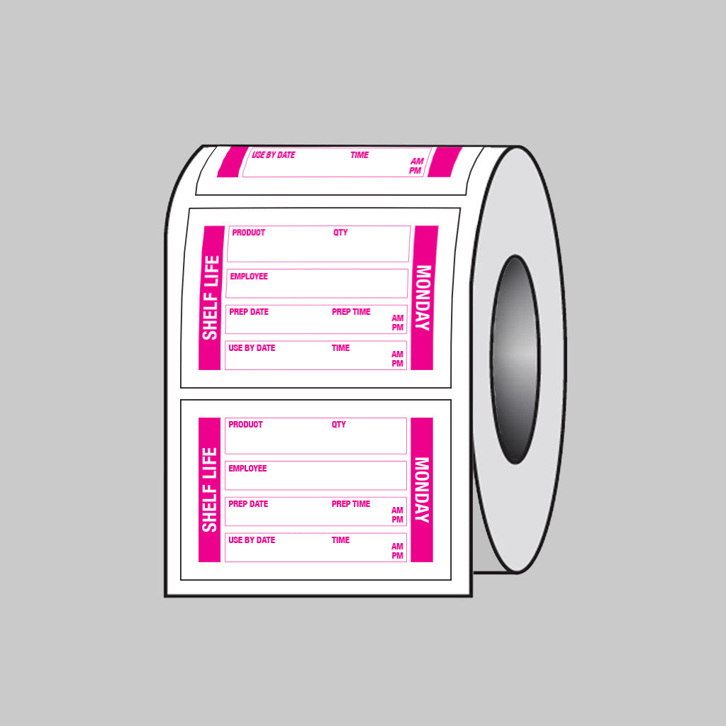 53681 Food Shelf Life labels (Monday) 75x50mm Roll of 100 (Removable matt polypropylene) Miscellaneous