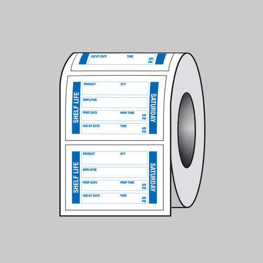 53682 Food Shelf Life labels (Saturday) 75x50mm Roll of 100 (Removable matt polypropylene) Miscellaneous