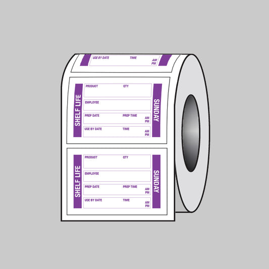 53683 Food Shelf Life labels (Sunday) 75x50mm Roll of 100 (Removable matt polypropylene) Miscellaneous