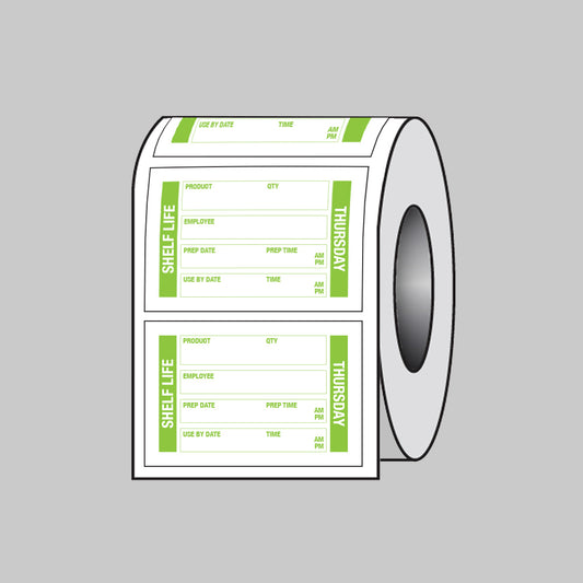 53684 Food Shelf Life labels (Thursday) 75x50mm Roll of 100 (Removable matt polypropylene) Miscellaneous