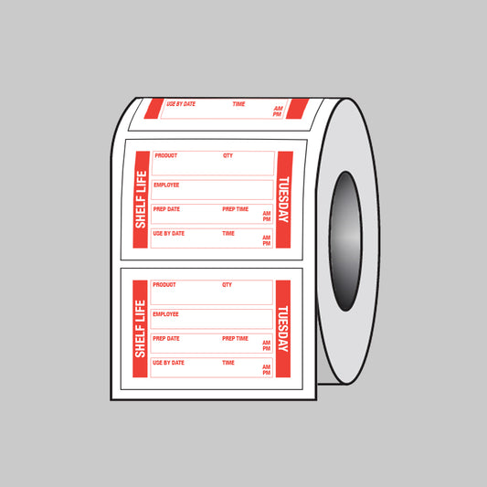 53685 Food Shelf Life labels (Tuesday) 75x50mm Roll of 100 (Removable matt polypropylene) Miscellaneous