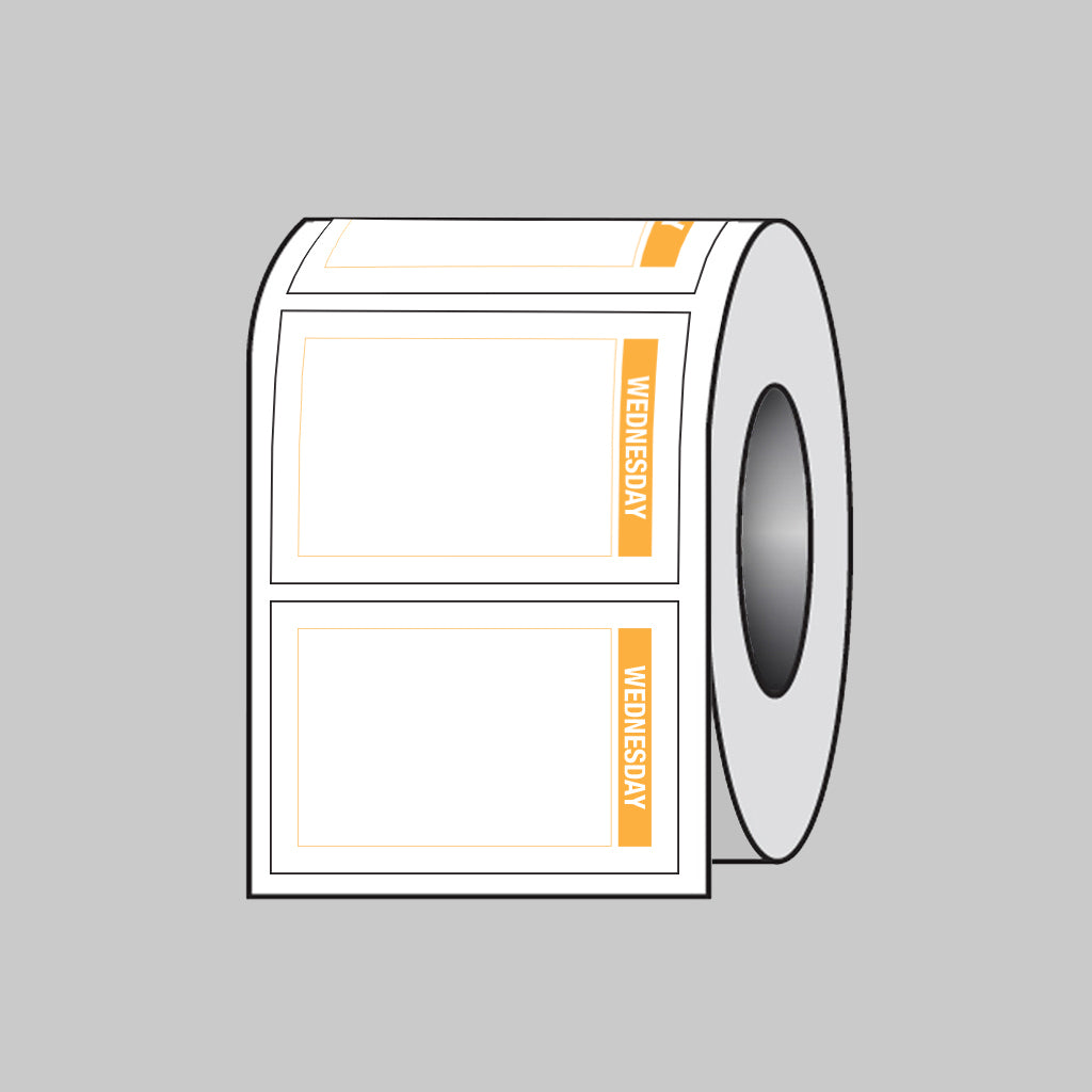 53693 Day of the Week labels (Wednesday) 75x50mm Roll of 100 (Removable matt polypropylene) Miscellaneous