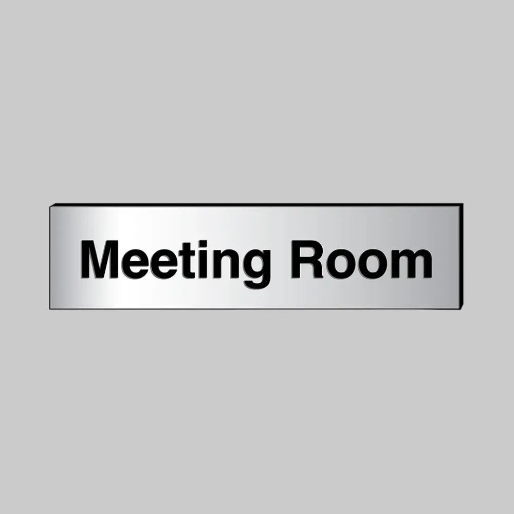 53696 Meeting Room 140x35mm engraved aluminium effect pvc c/w sav backing Miscellaneous