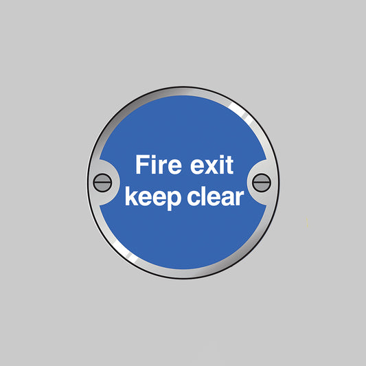 53741 Fire exit keep clear 76mm dia stainless steel pre-drilled c/w fixings Miscellaneous
