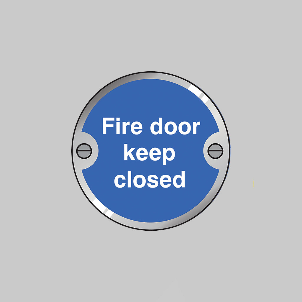 53745 Fire door keep closed 76mm dia stainless steel pre-drilled c/w fixings Miscellaneous