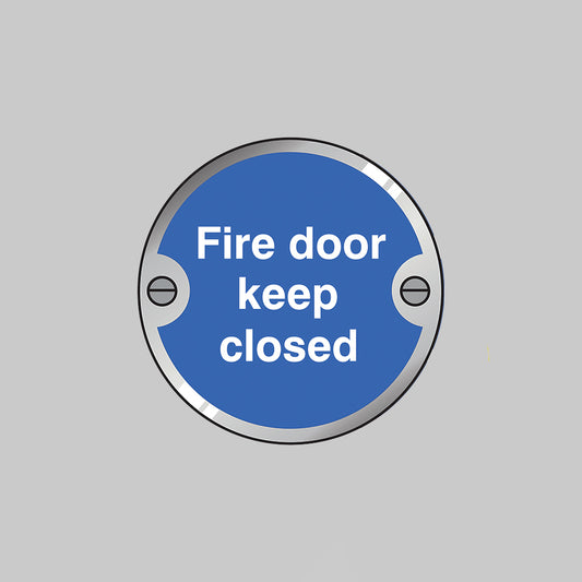 53745 Fire door keep closed 76mm dia stainless steel pre-drilled c/w fixings Miscellaneous
