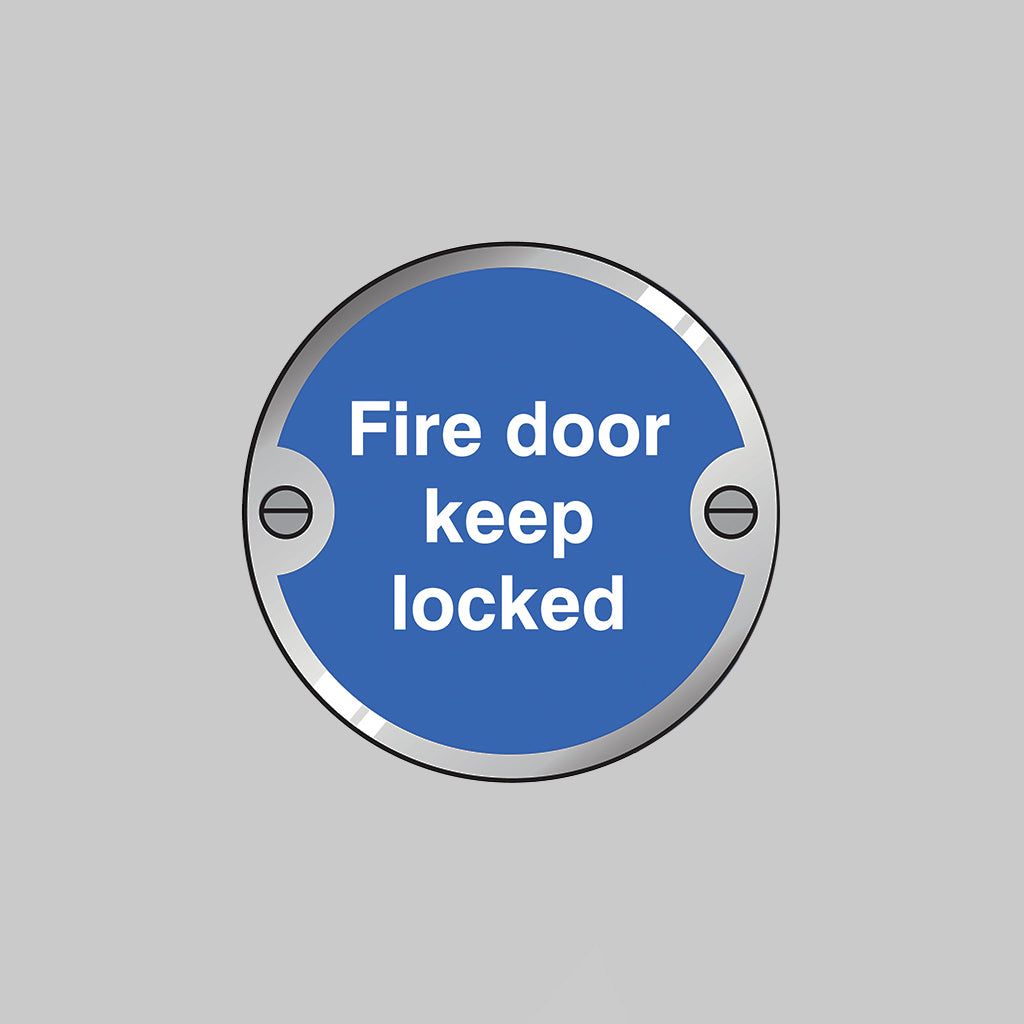 53747 Fire door keep locked 76mm dia stainless steel pre-drilled c/w fixings Miscellaneous